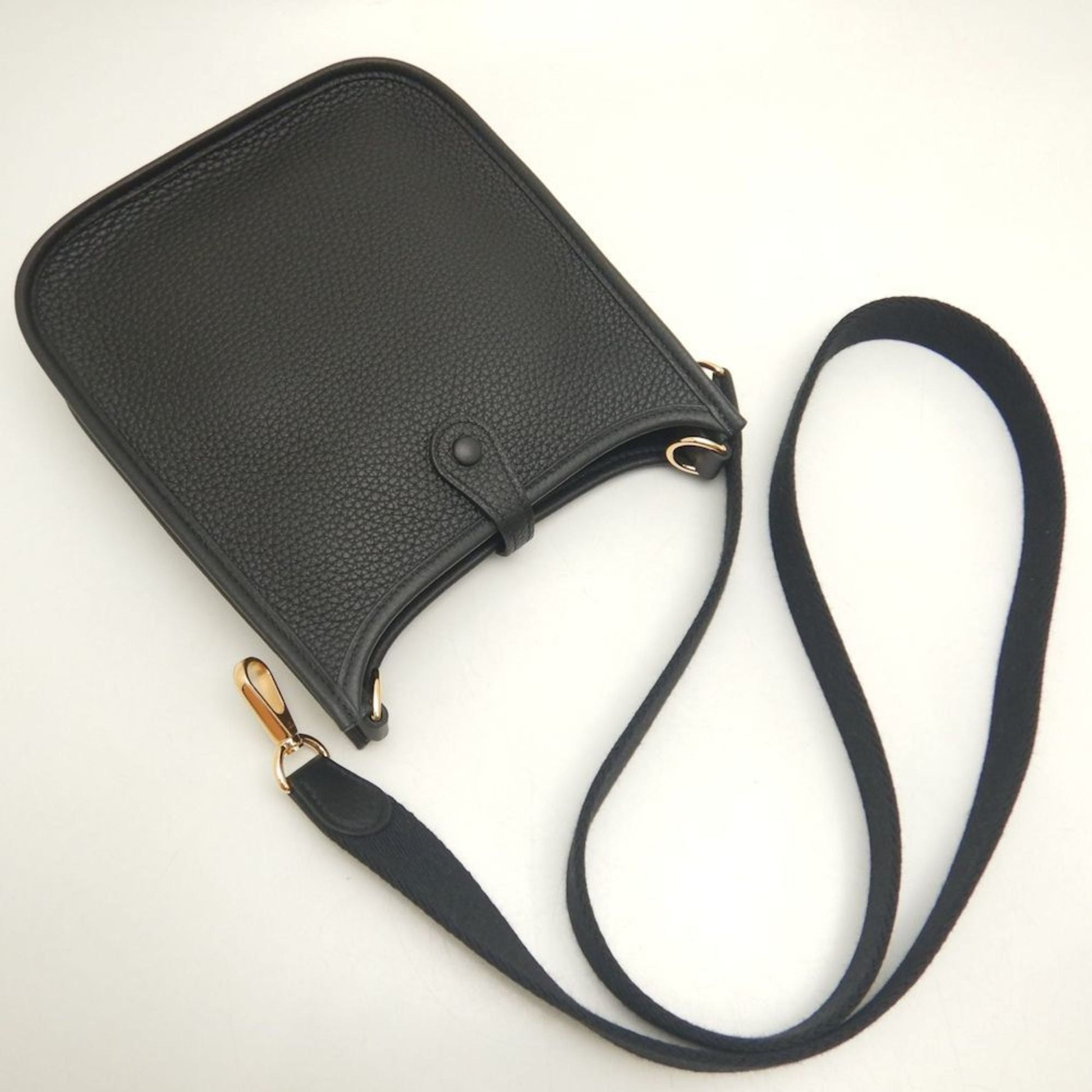 Hermes Evelyne Taurillon Clemence Shoulder Bag Leather Black Shoulder Bag 7