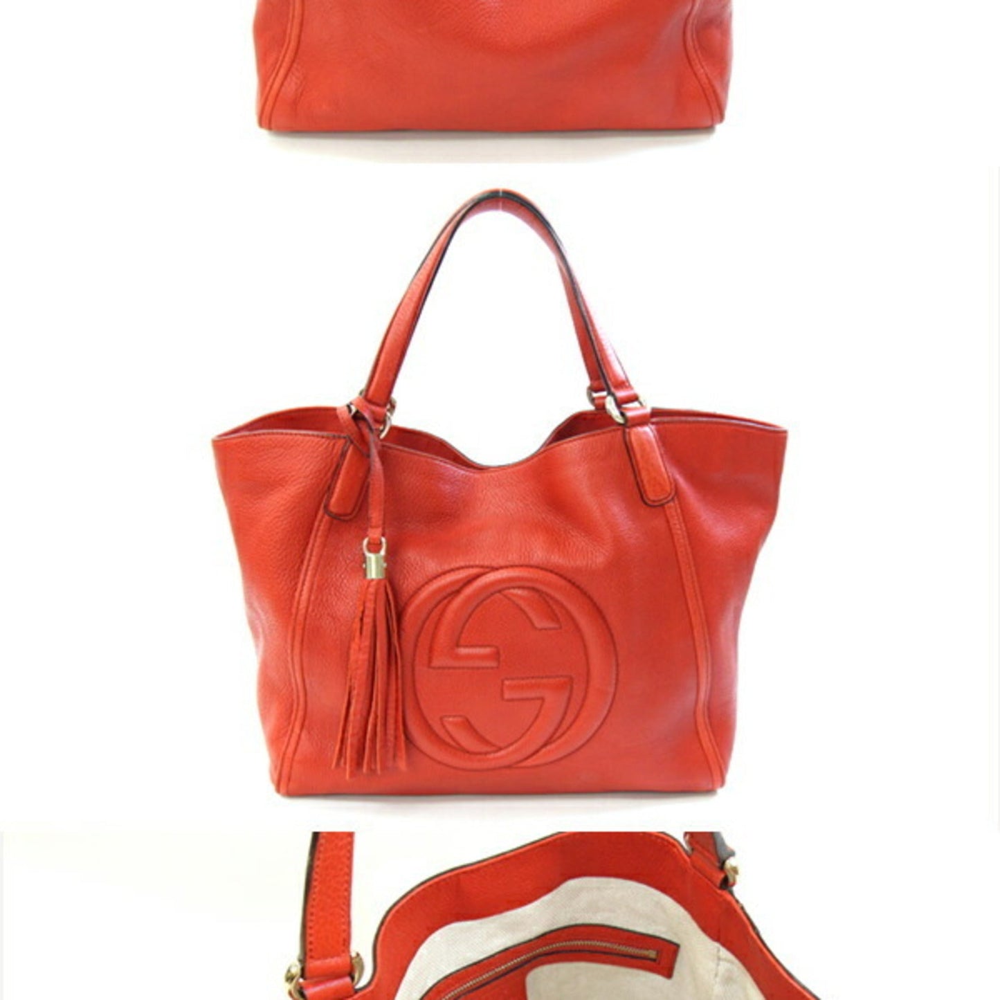 Gucci Soho Red Color Leather Tote Bag