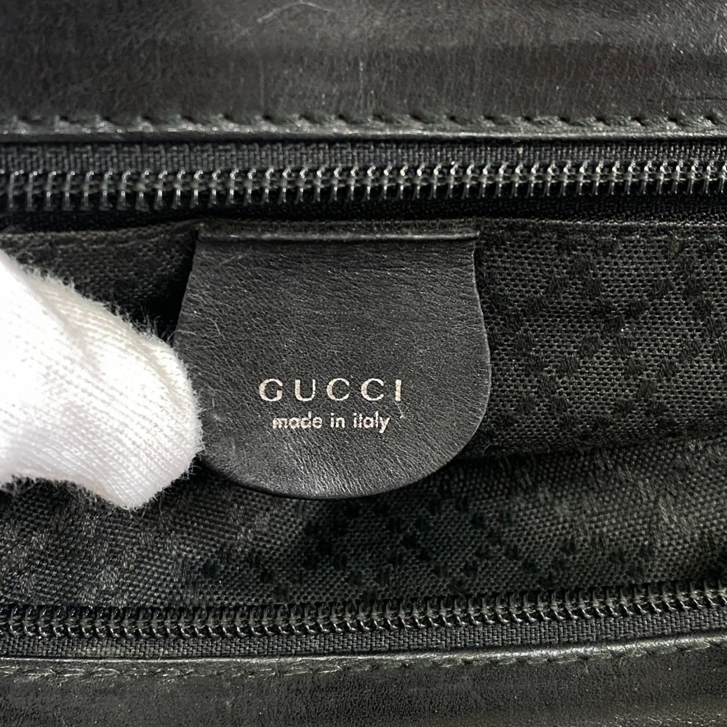 Gucci Black Nylon Leather Shoulder Bag Tote Bag