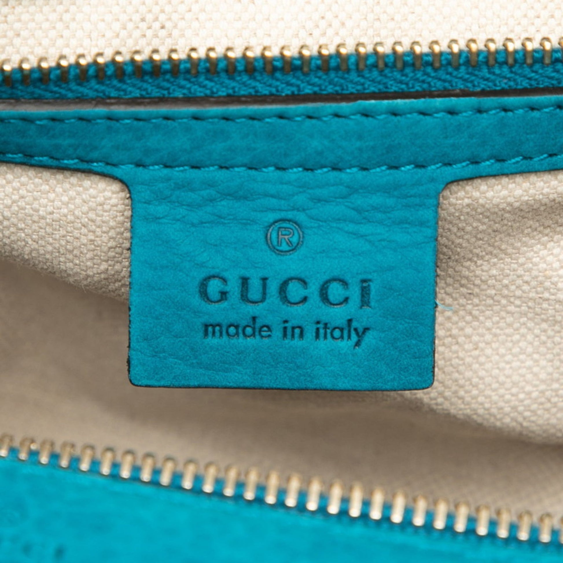 Gucci Light Blue Canvas Suede Boston Bag Shoulder Bag