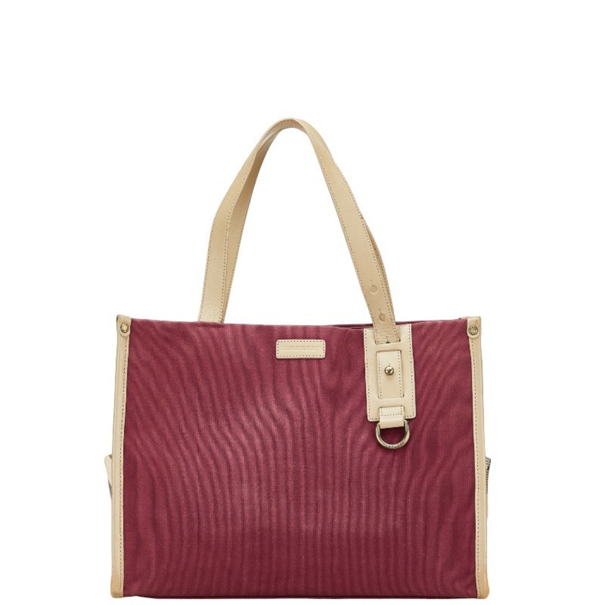 Burberry Handbag Tote Bag Leather Canvas Beige