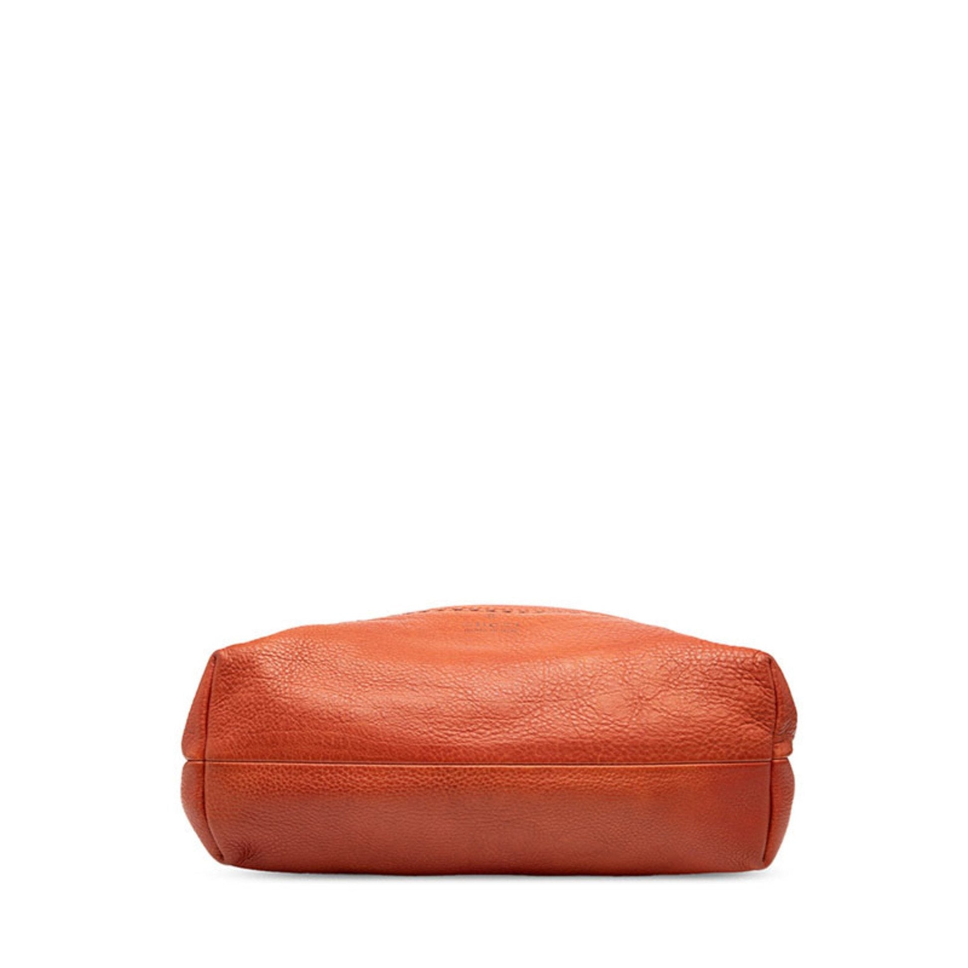 Gucci Brown Red Color Leather Shoulder Bag Tote Bag