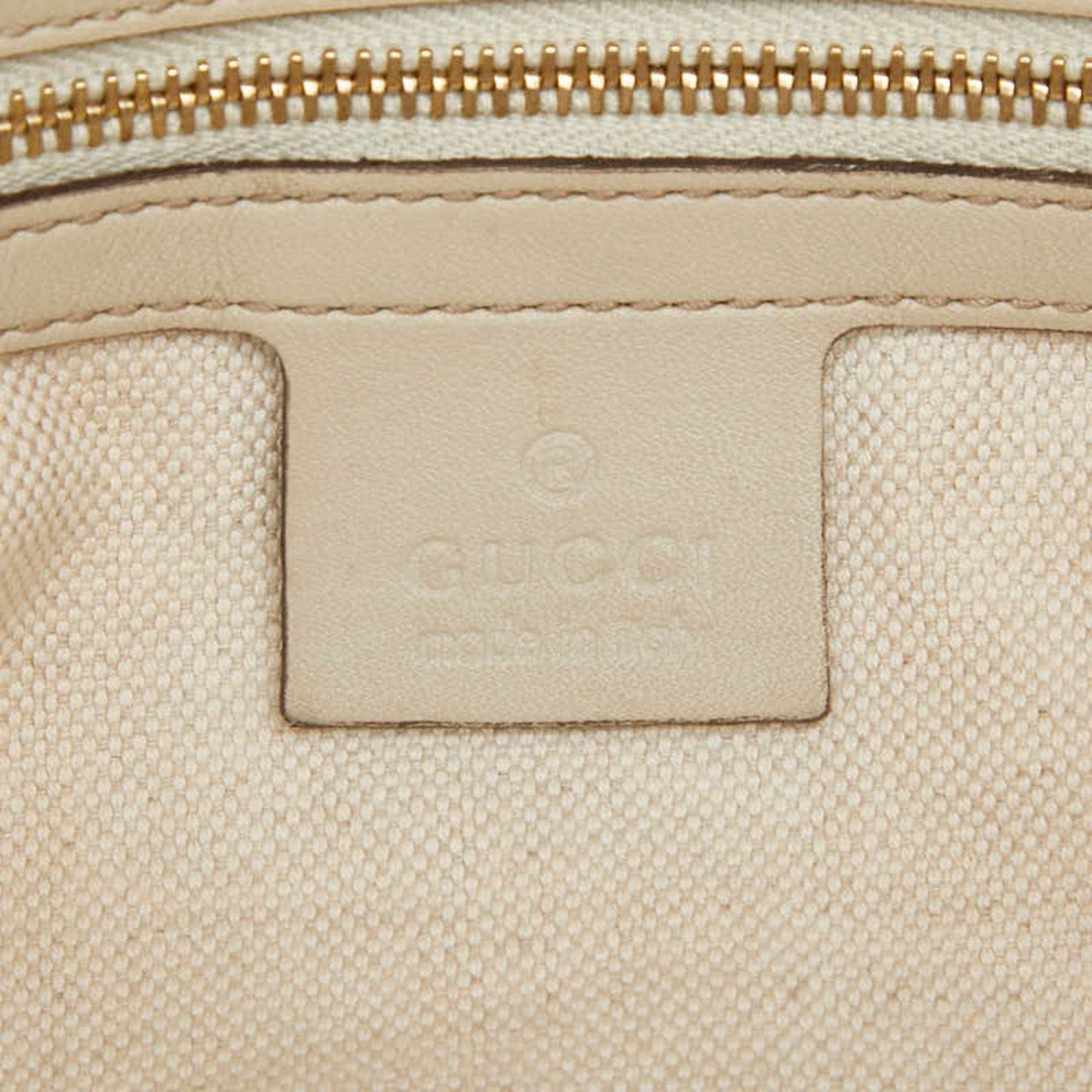 Gucci Beige Ivory Canvas Leather Shoulder Bag Tote Bag