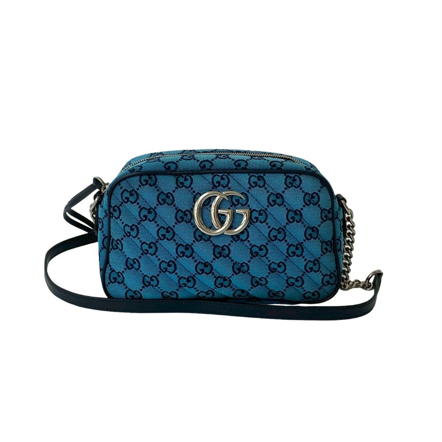 Gucci Blue Navy Canvas Leather Pochette Shoulder Bag