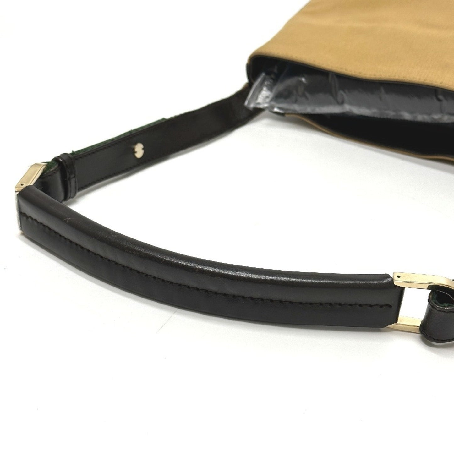 Gucci Beige Leather Canvas Shoulder Bag