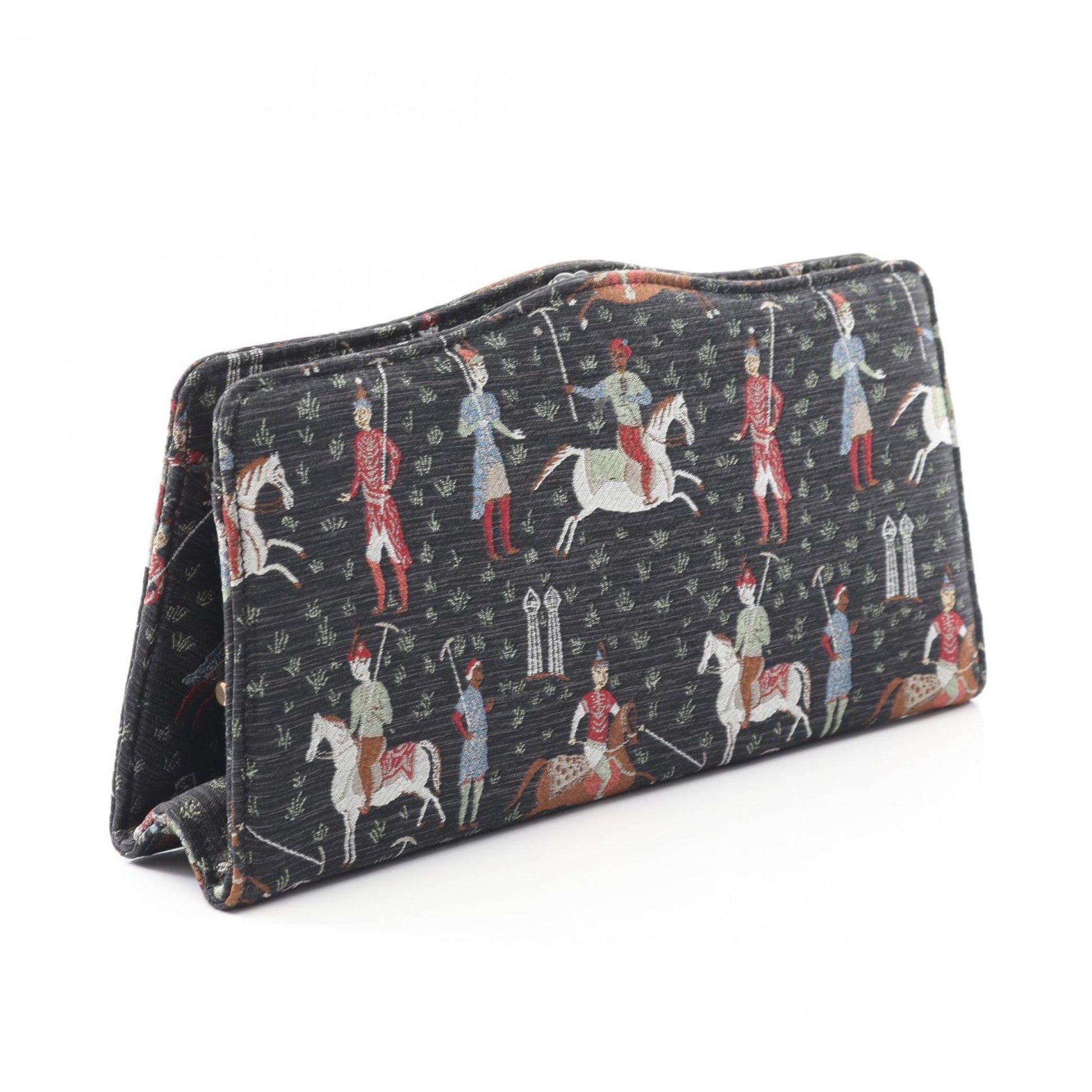 Gucci Black Multi-Color Canvas Clutch Bag