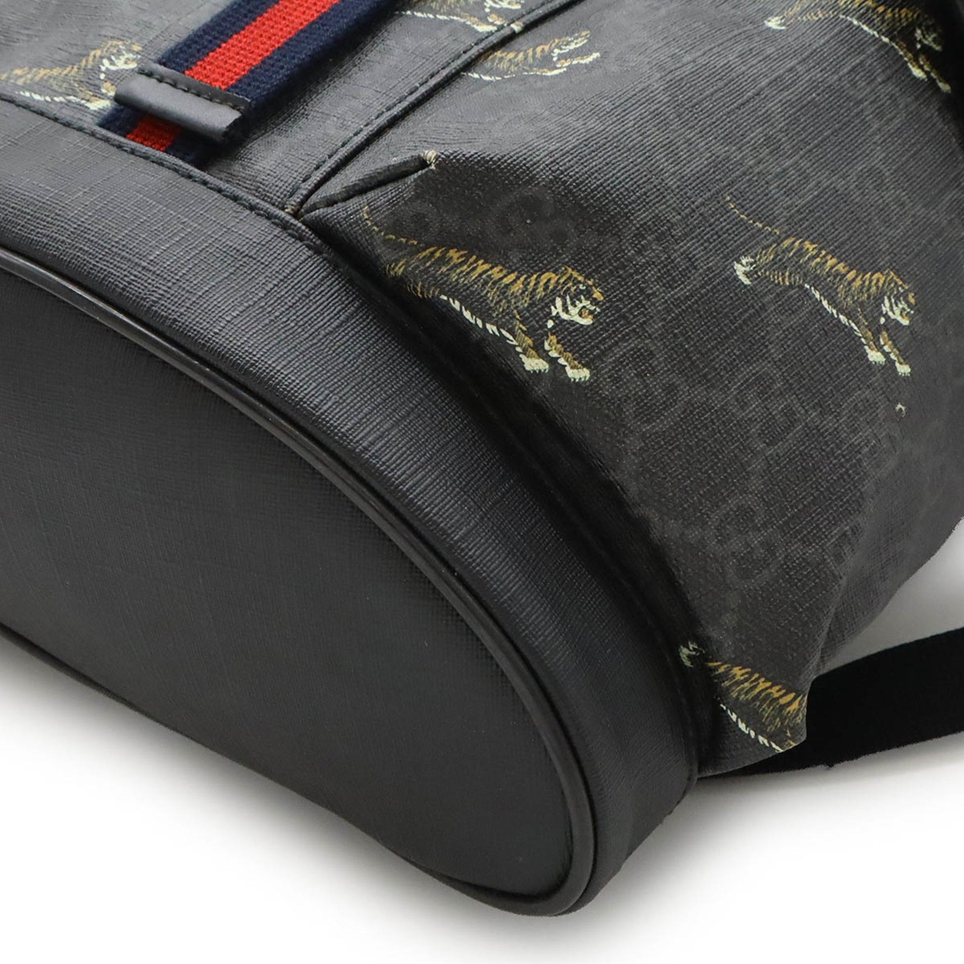 Gucci Sherry Line Black Gray Navy Red Color Pvc Leather Backpack