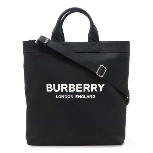 Burberry Shoulder Bag Tote Bag Leather Nylon Black