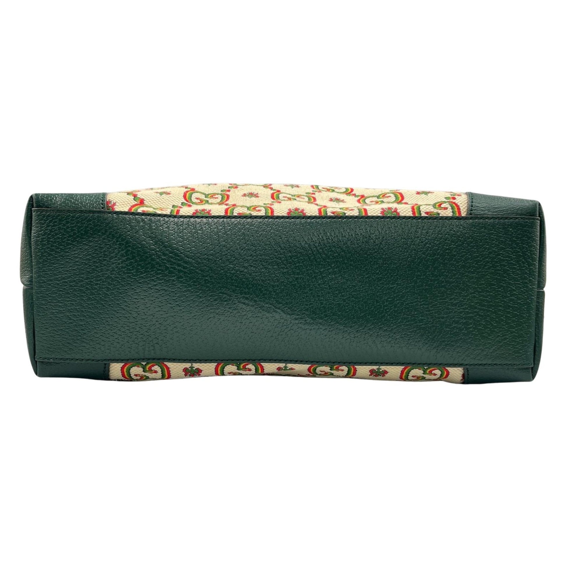 Gucci Green Ivory Canvas Tote Bag