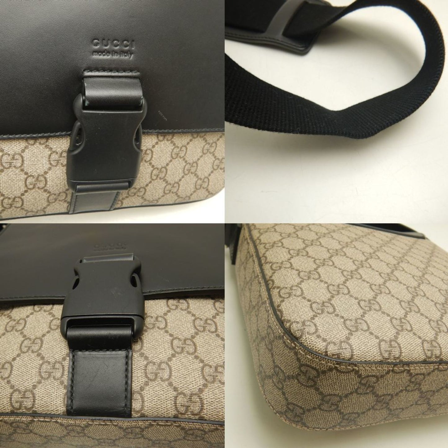 Gucci Beige Black Gg Supreme Shoulder Bag