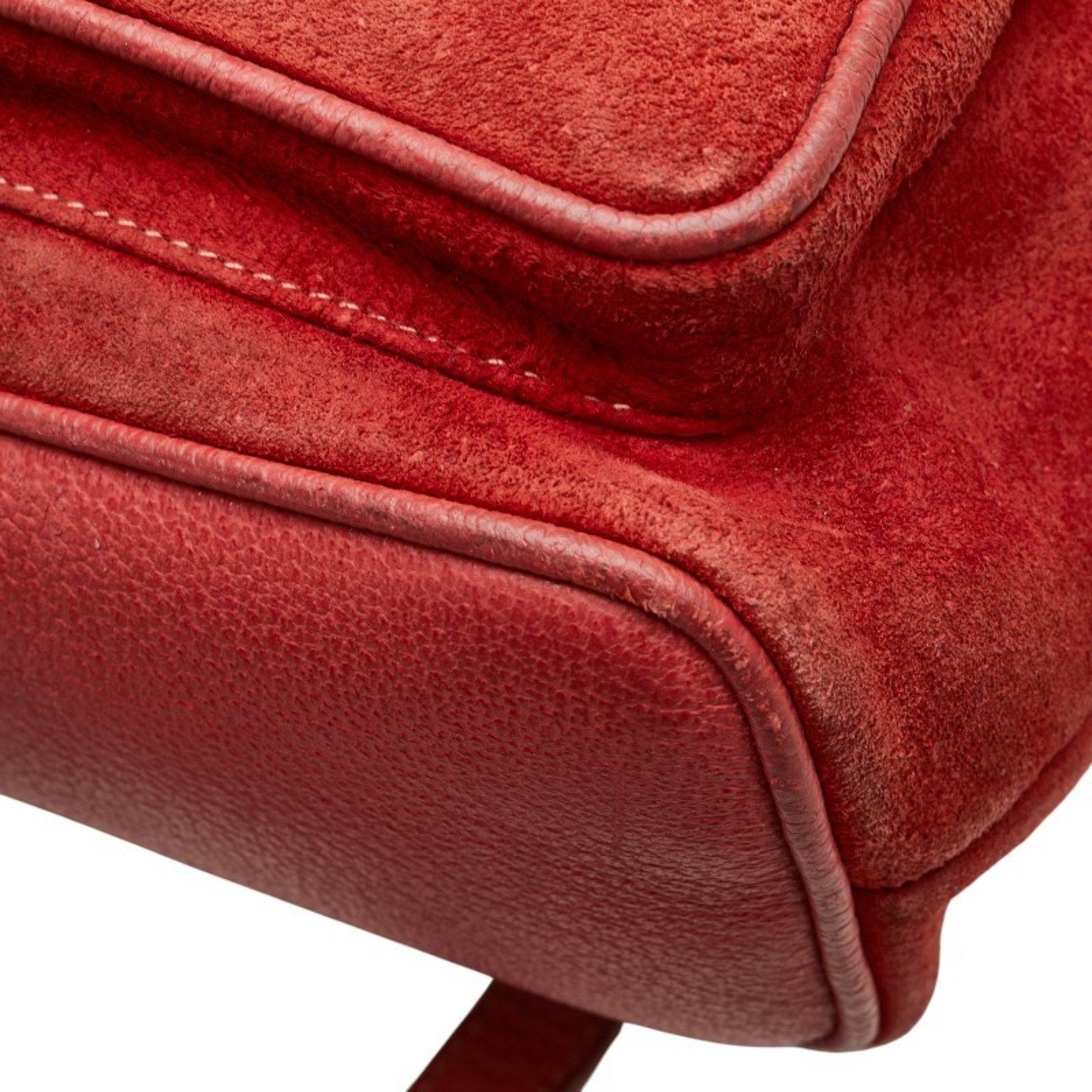Gucci Red Brown Bamboo Leather Backpack