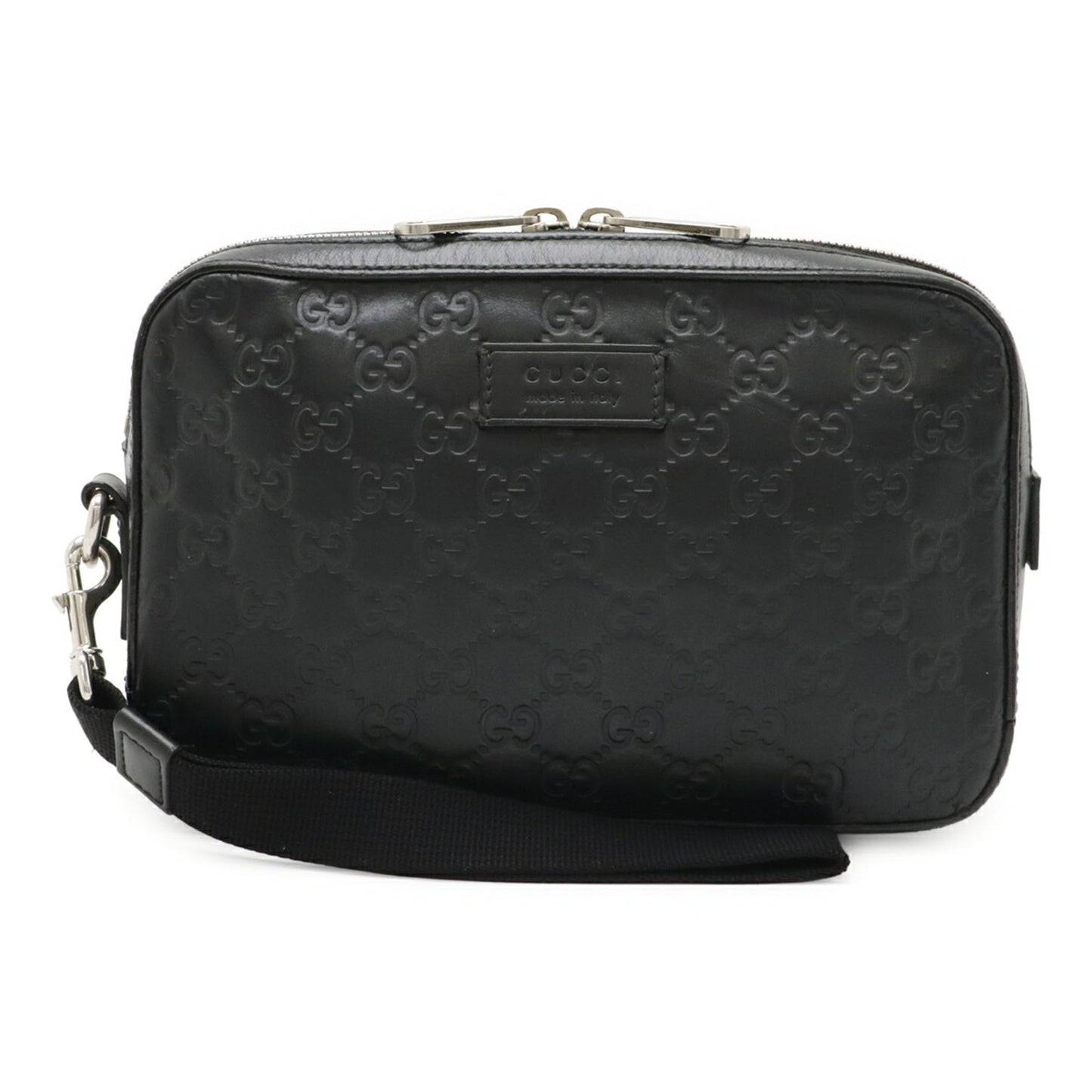Gucci Black Leather Clutch Bag Handbag