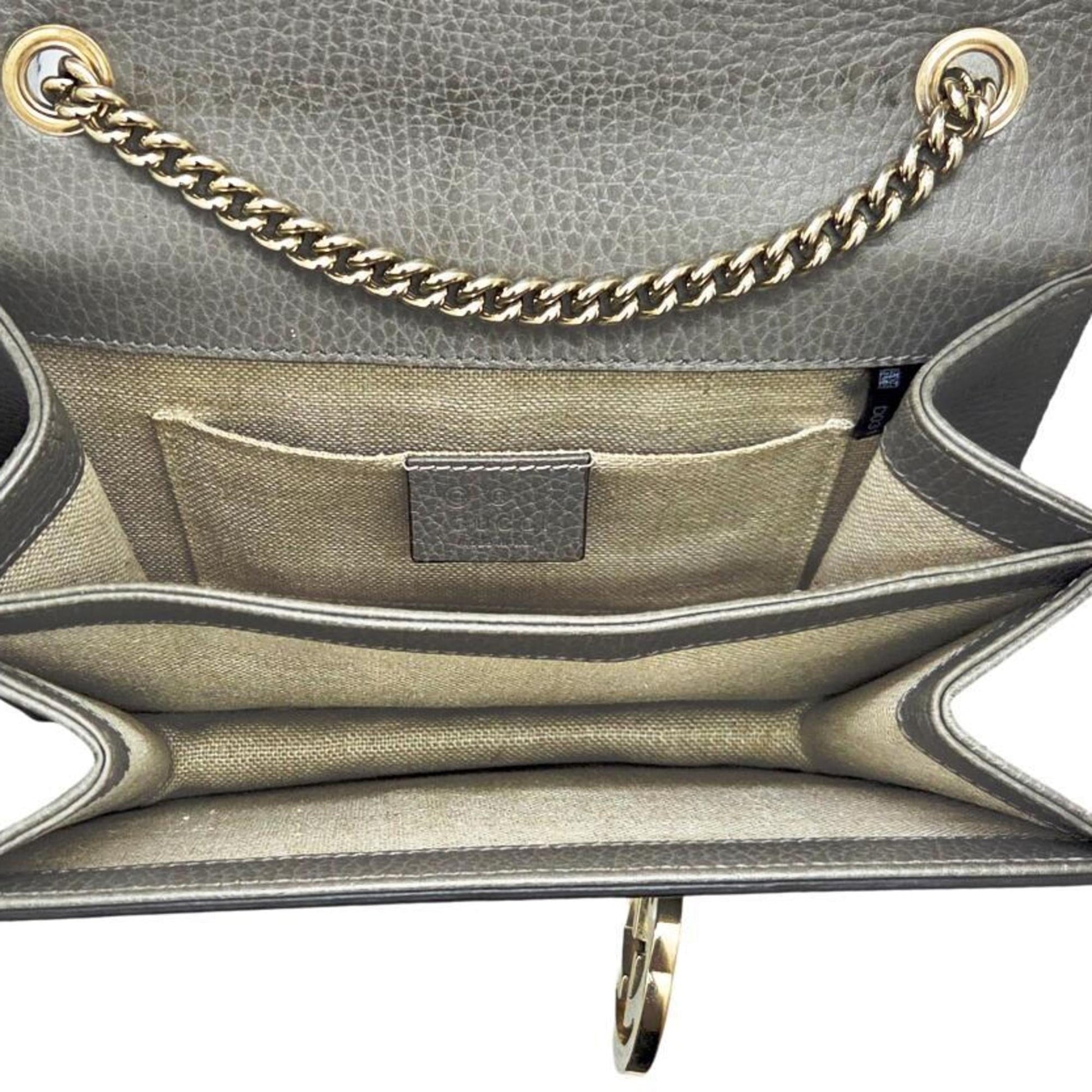 Gucci Gray Leather Shoulder Bag