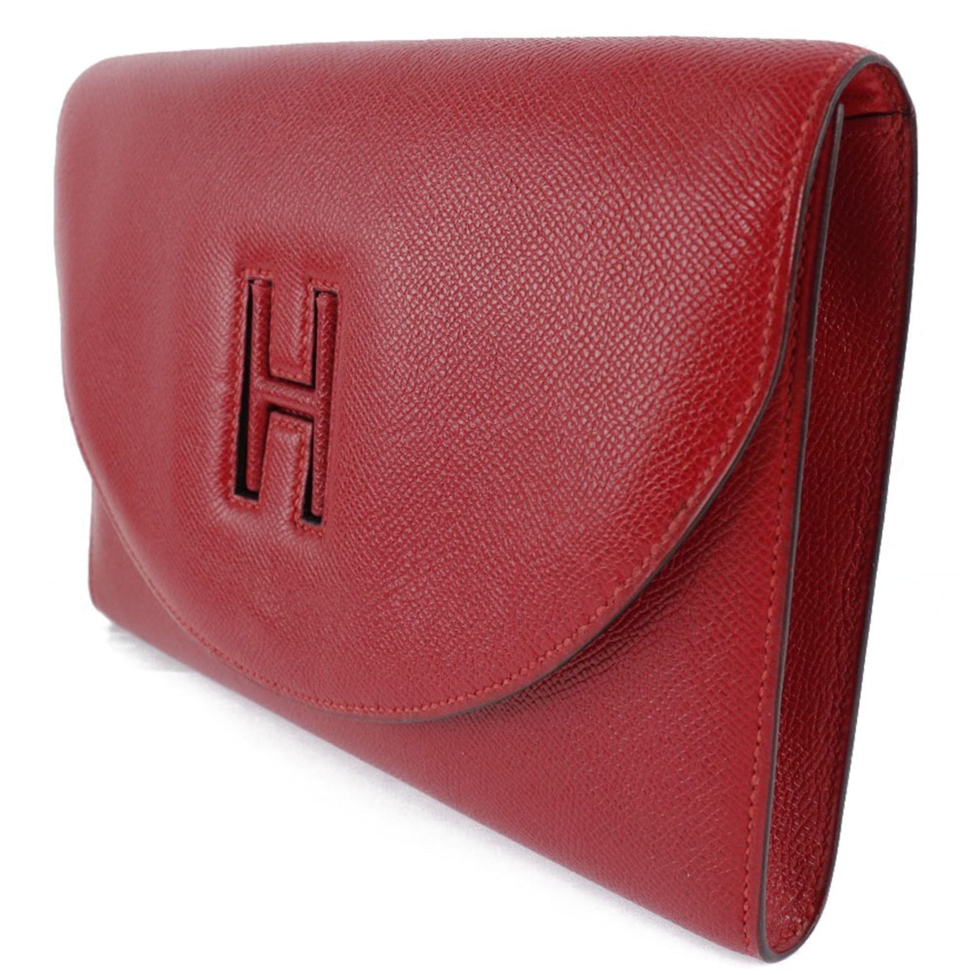 Hermes Color Rouge Vif Epsom Clutch Bag Leather Red