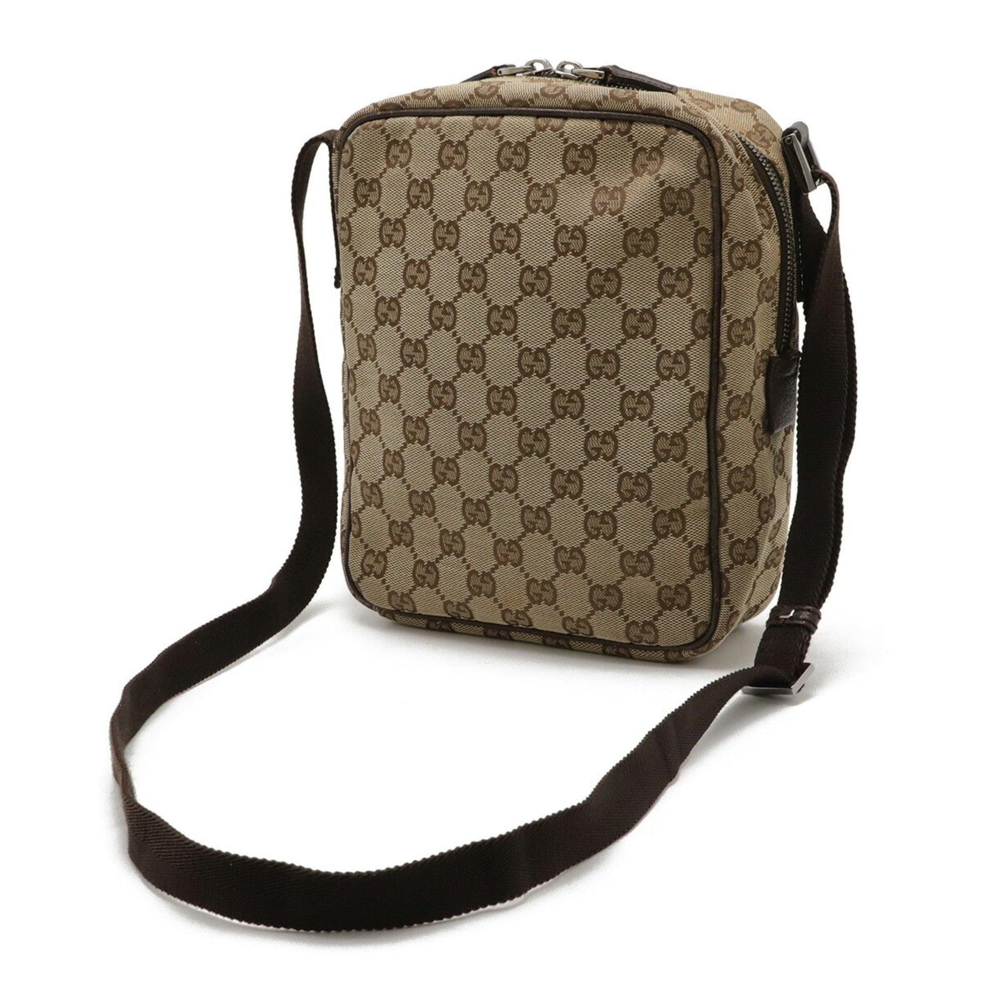 Gucci Beige Brown Dark Brown Khaki Gg Canvas Pochette Shoulder Bag