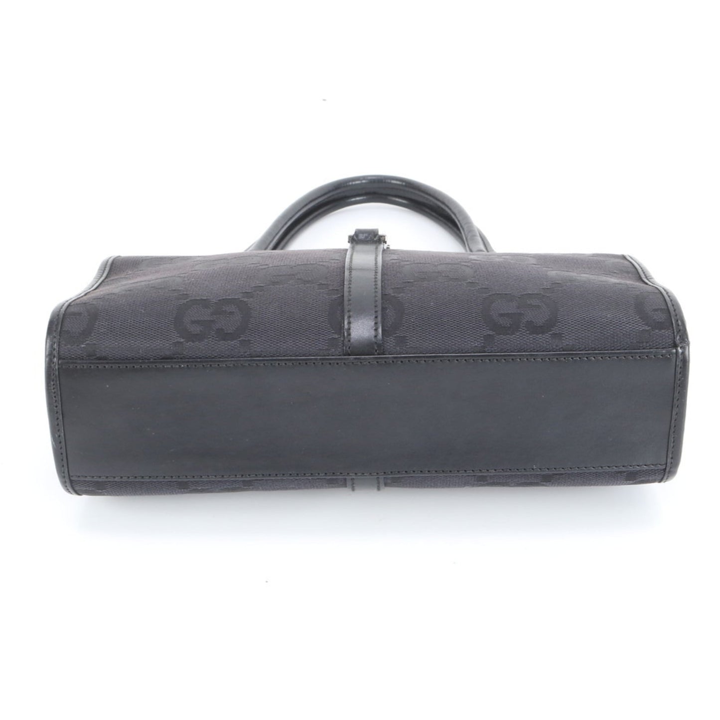 Gucci Black Leather Canvas Tote Bag