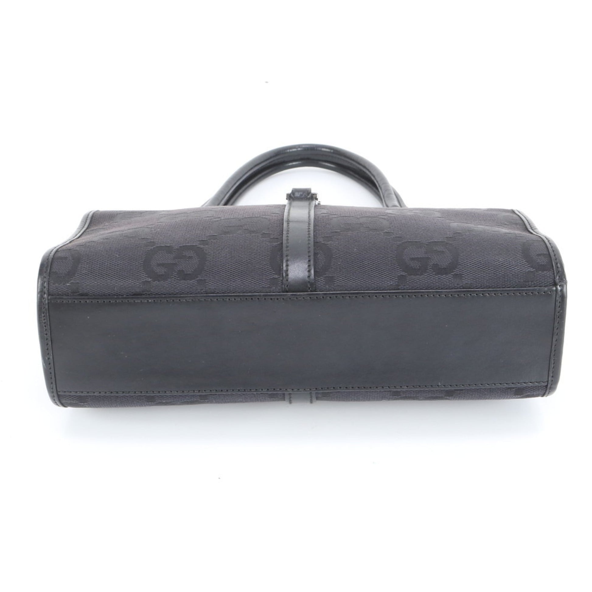 Gucci Black Leather Canvas Tote Bag