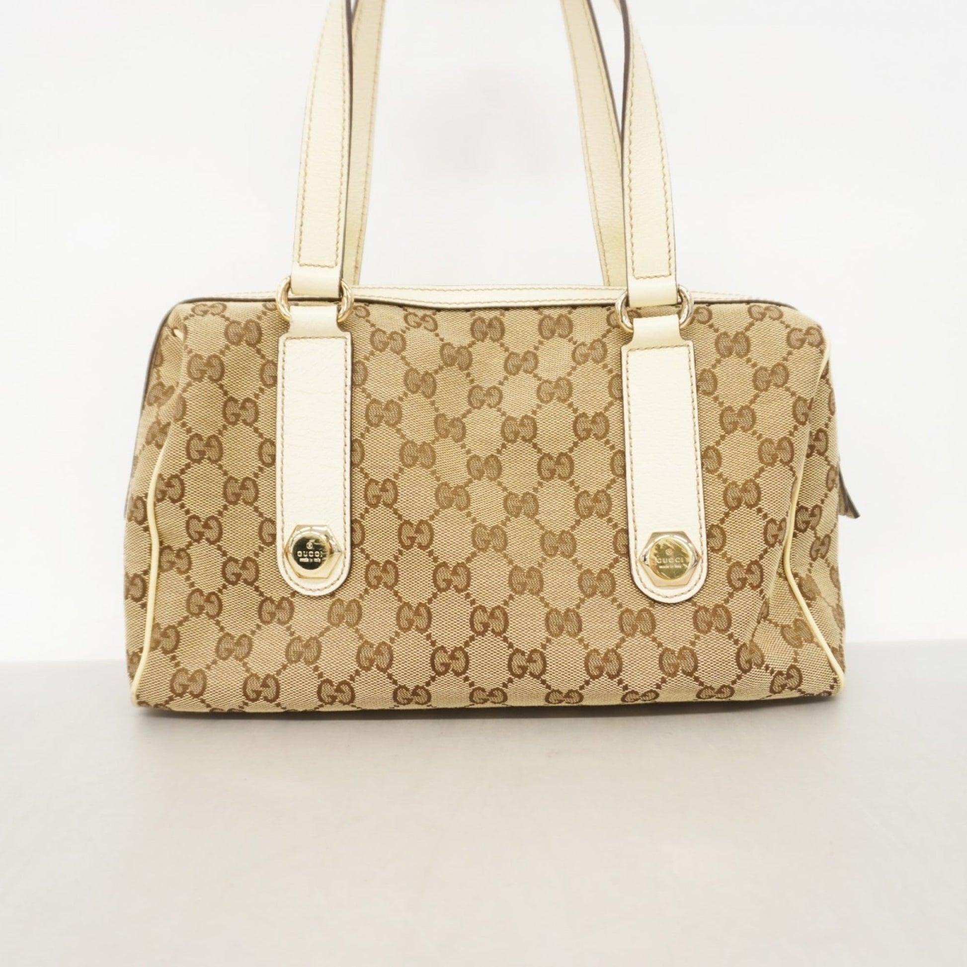 Gucci Beige Brown Canvas Handbag