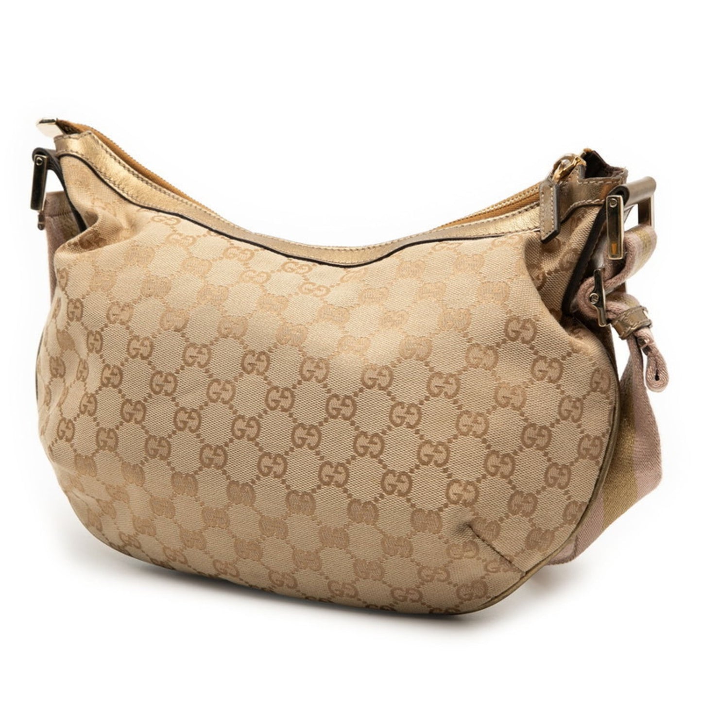 Gucci Gg Canvas Beige Gold Gg Canvas Leather Shoulder Bag