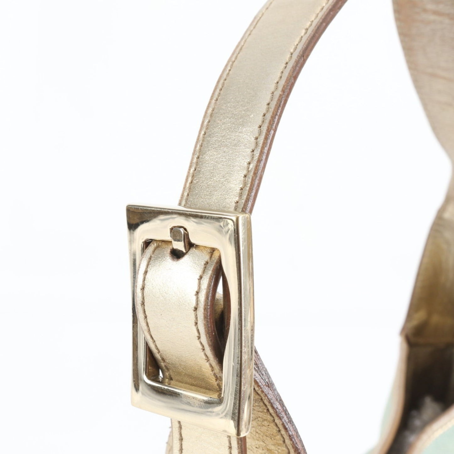 Gucci Blue Gold Leather Canvas Shoulder Bag