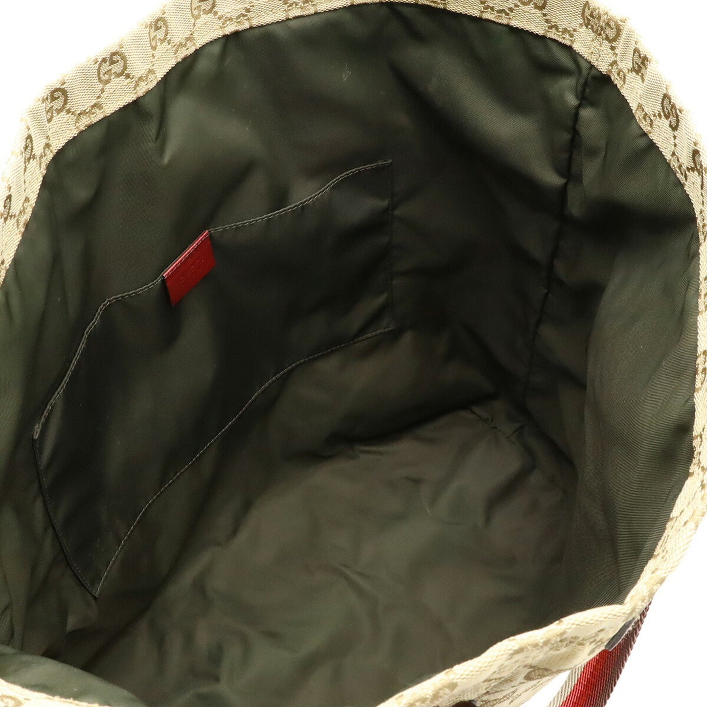 Gucci Beige Multi-Color Red Color Canvas Leather Shoulder Bag Tote Bag