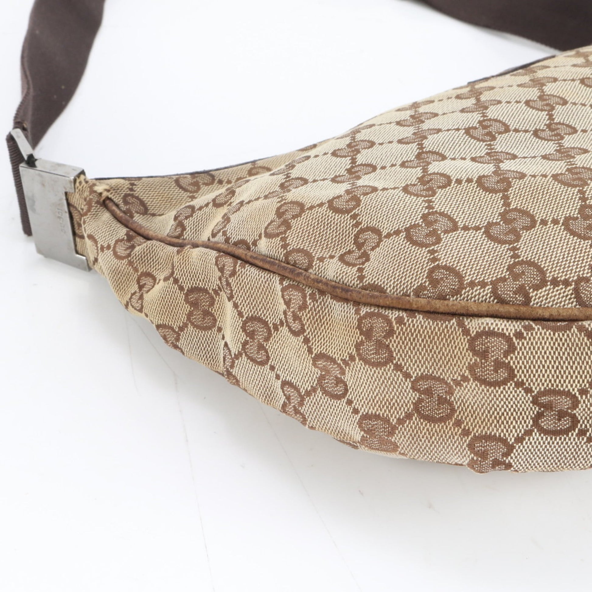Gucci Gg Canvas Brown Leather Canvas Shoulder Bag