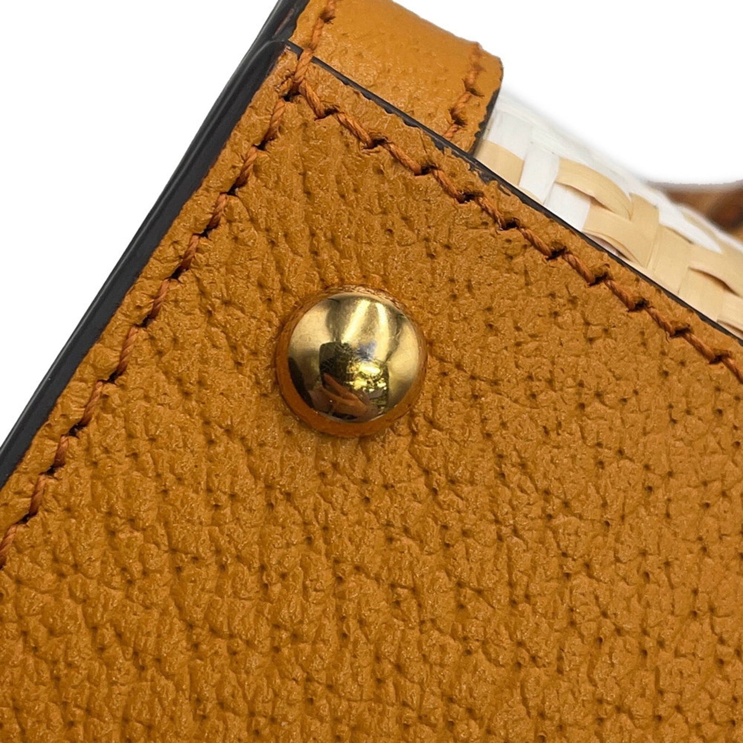 Gucci Light Brown White Raffia Leather Handbag