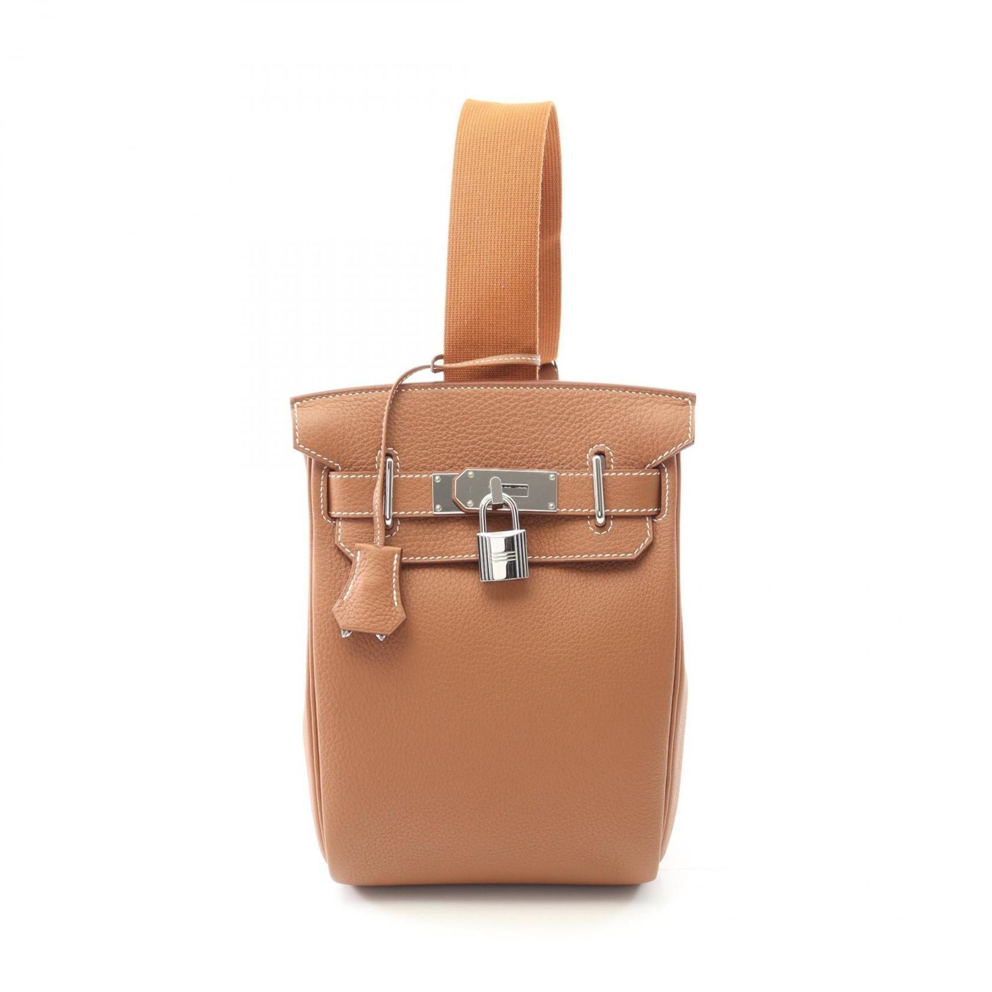 Hermes Togo Fanny Pack Handbag Leather Brown Travel Bag