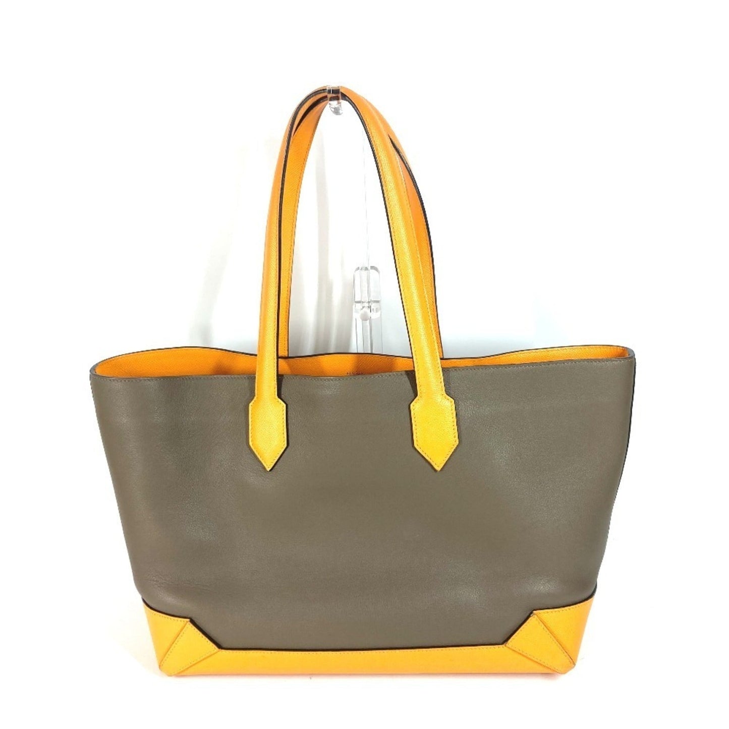 Hermes Grayish Epsom Evercalf Shoulder Bag Tote Bag Leather Yellow