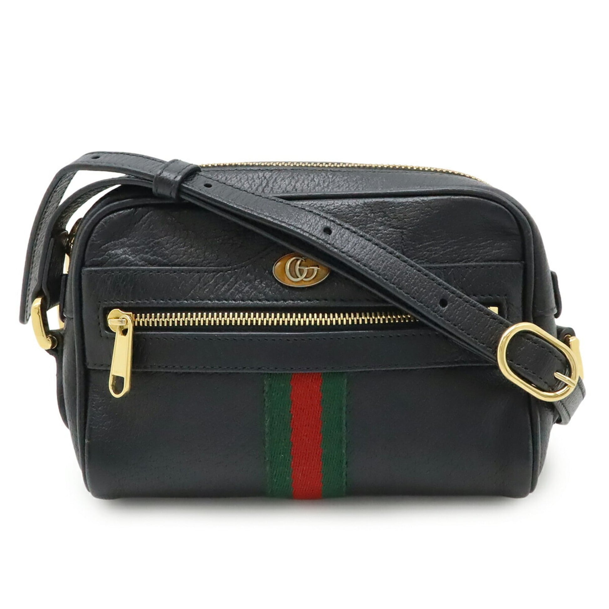 Gucci Black Green Red Color Leather Pochette Shoulder Bag