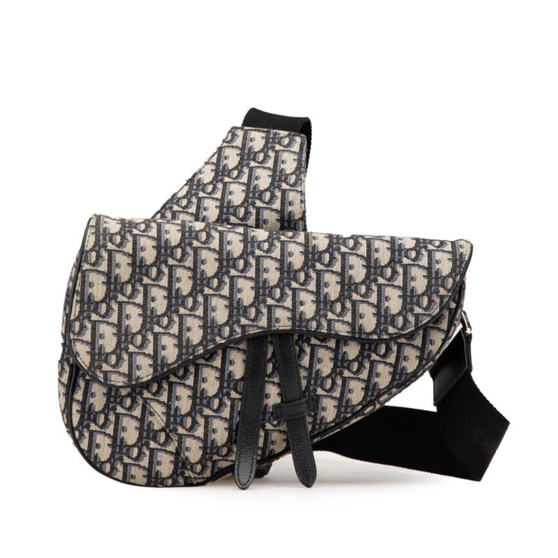 Dior Shoulder Bag Christian Saddle Bag Sling Bag Leather Canvas Beige