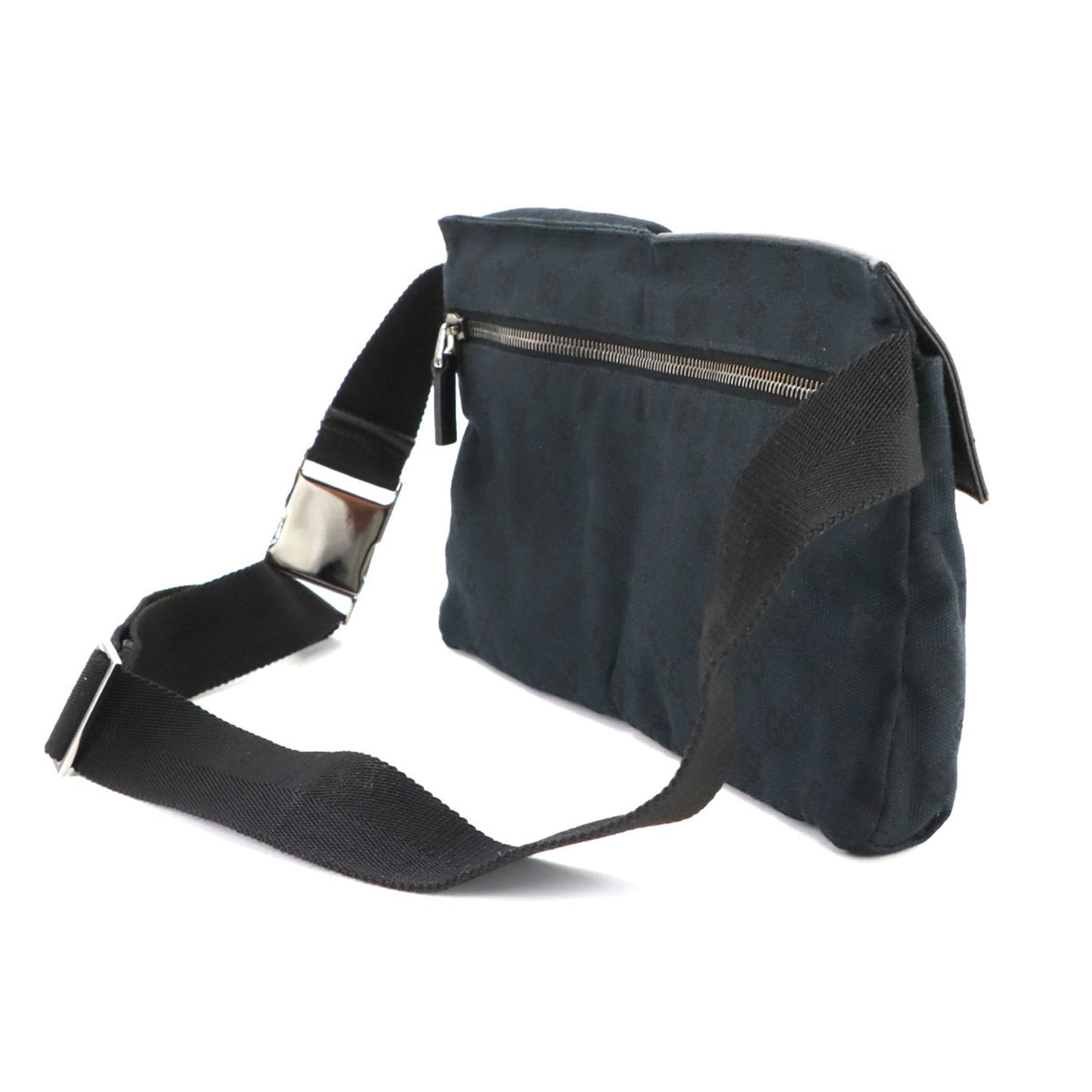 Gucci Black Gg Canvas Leather Fanny Pack