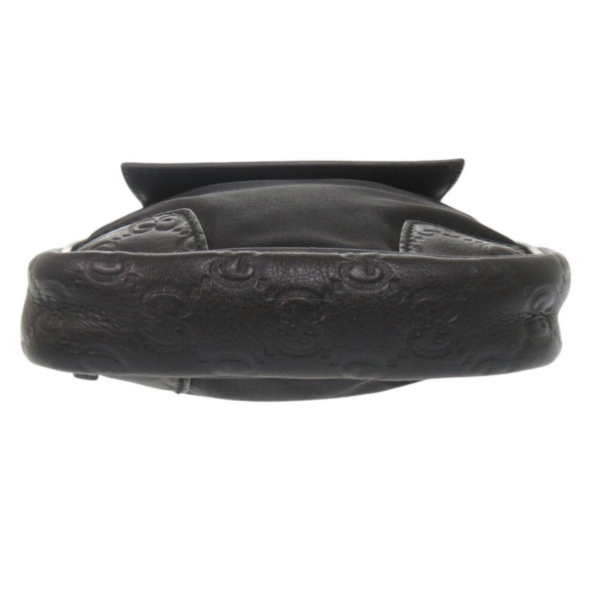 Gucci Black Nylon Gg Leather Fanny Pack Shoulder Bag