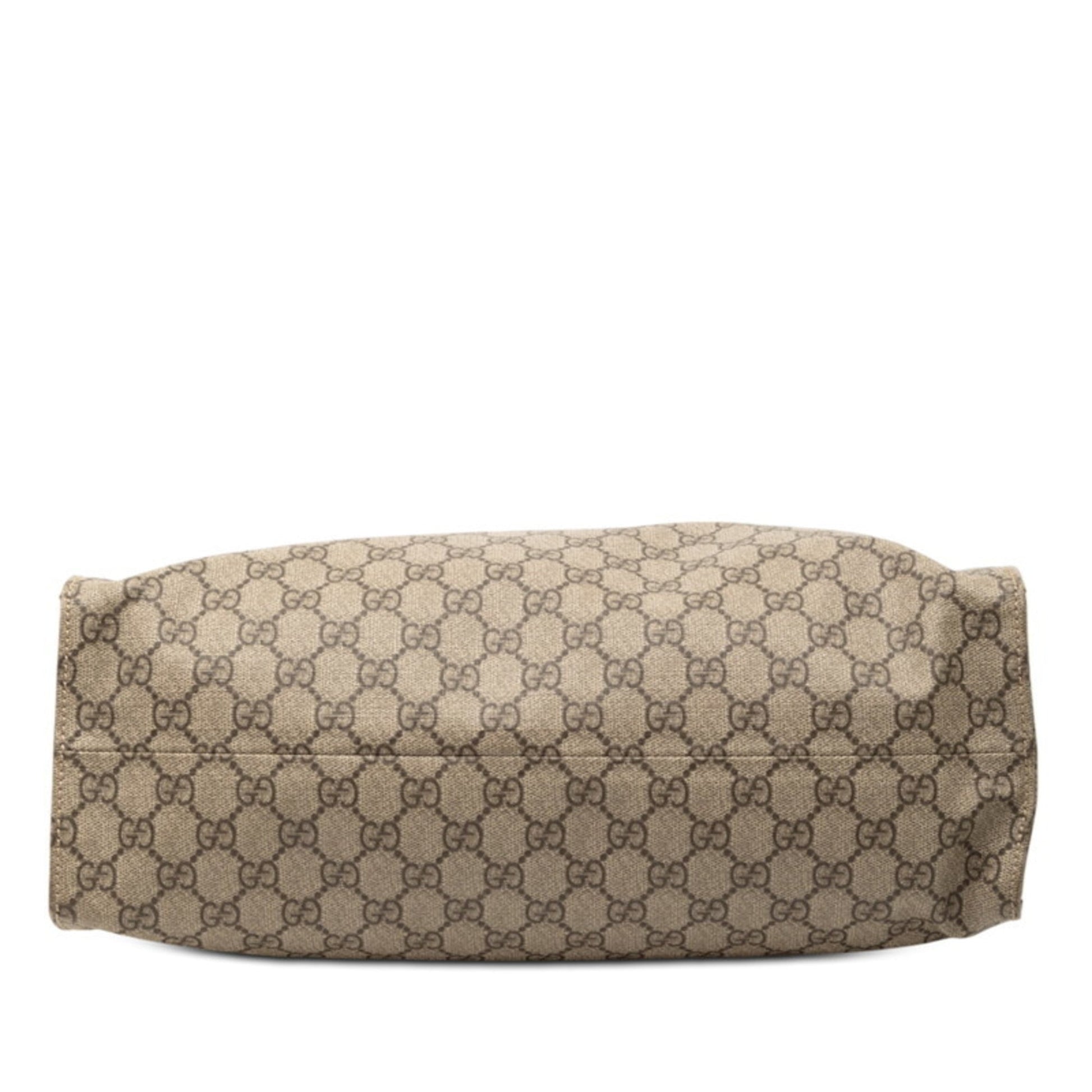 Gucci Beige Brown Gg Supreme Pvc Leather Shoulder Bag Tote Bag