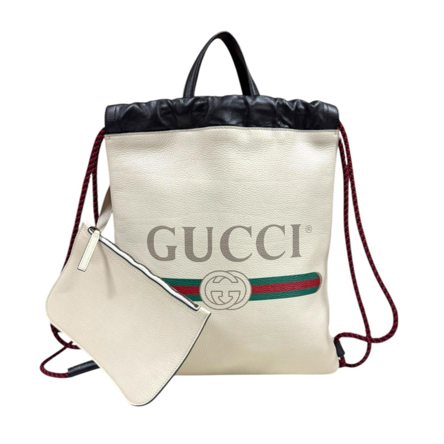 Gucci White Leather Backpack Basket