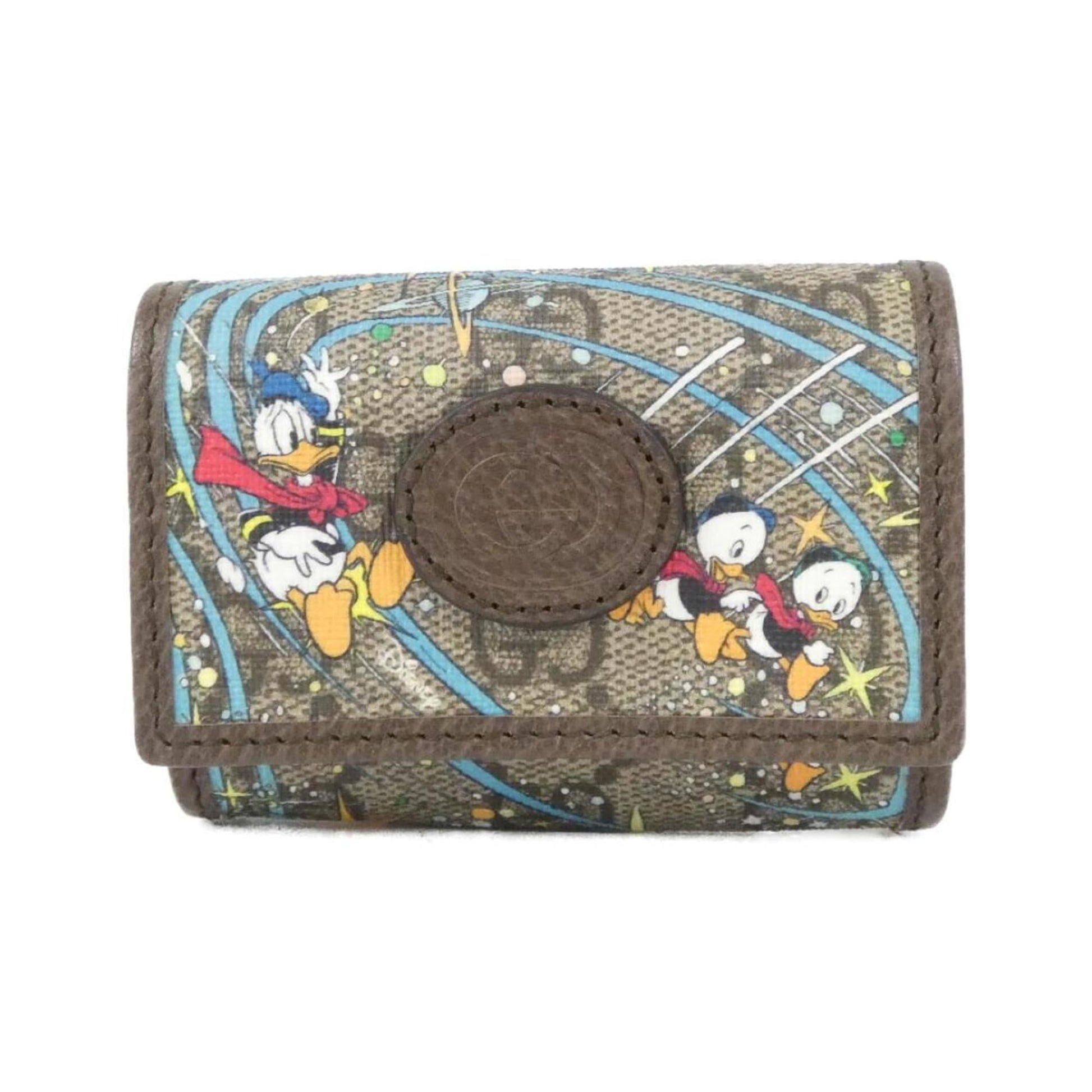 Gucci Brown Gg Supreme Canvas Leather Pouch