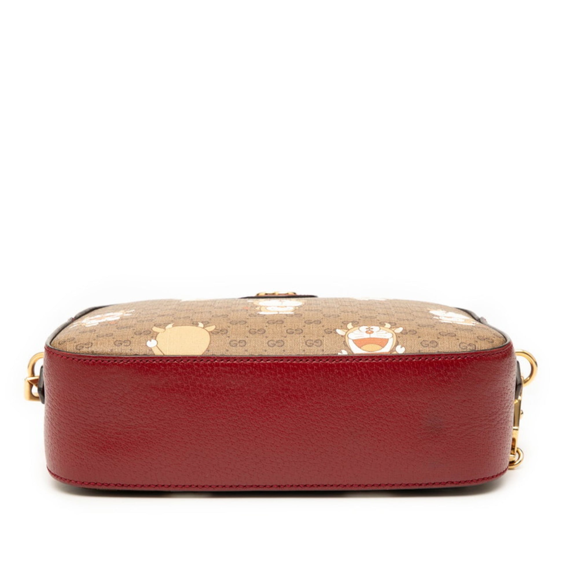 Gucci Brown Red Color Pvc Leather Shoulder Bag