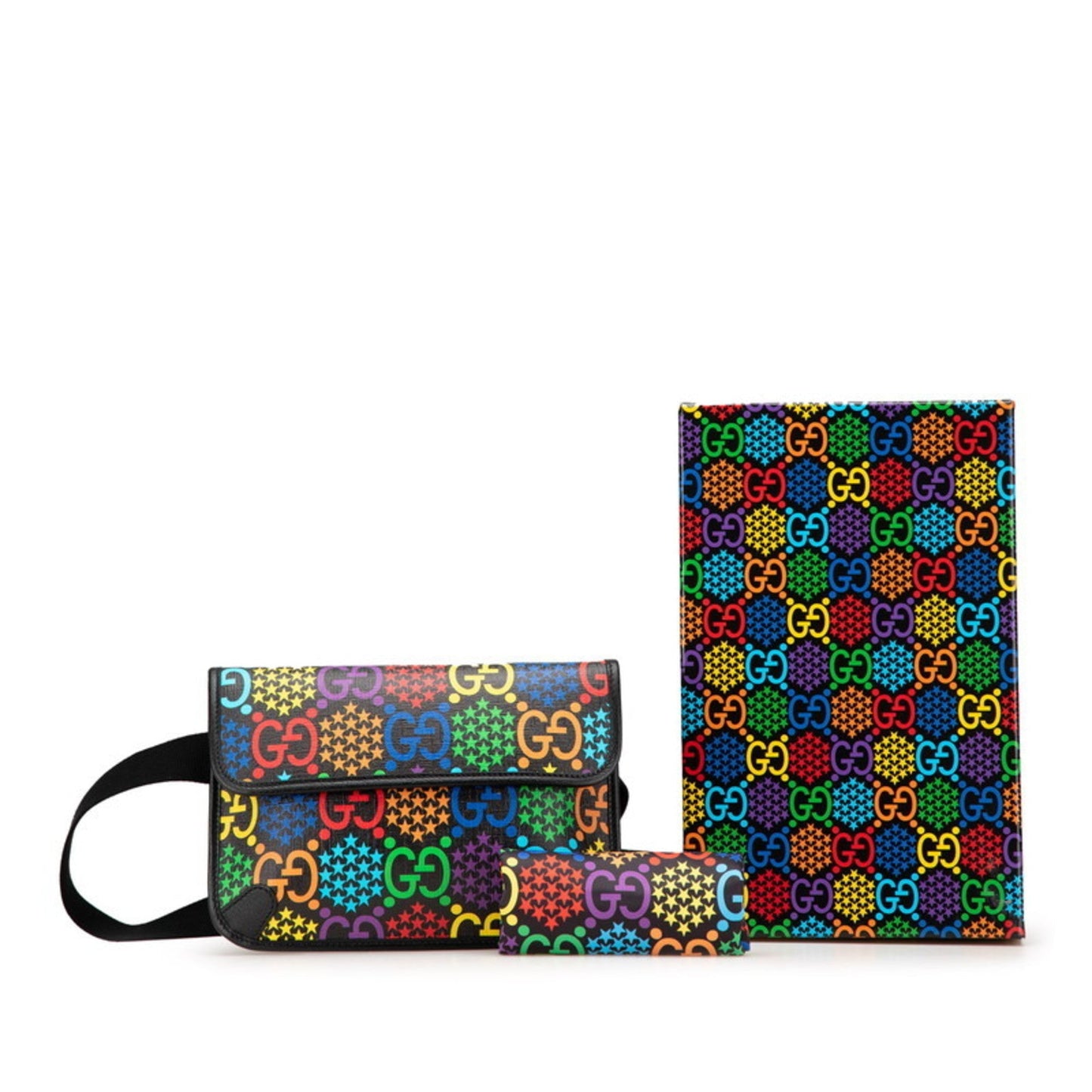 Gucci Black Multi-Color Pvc Leather Sling Bag