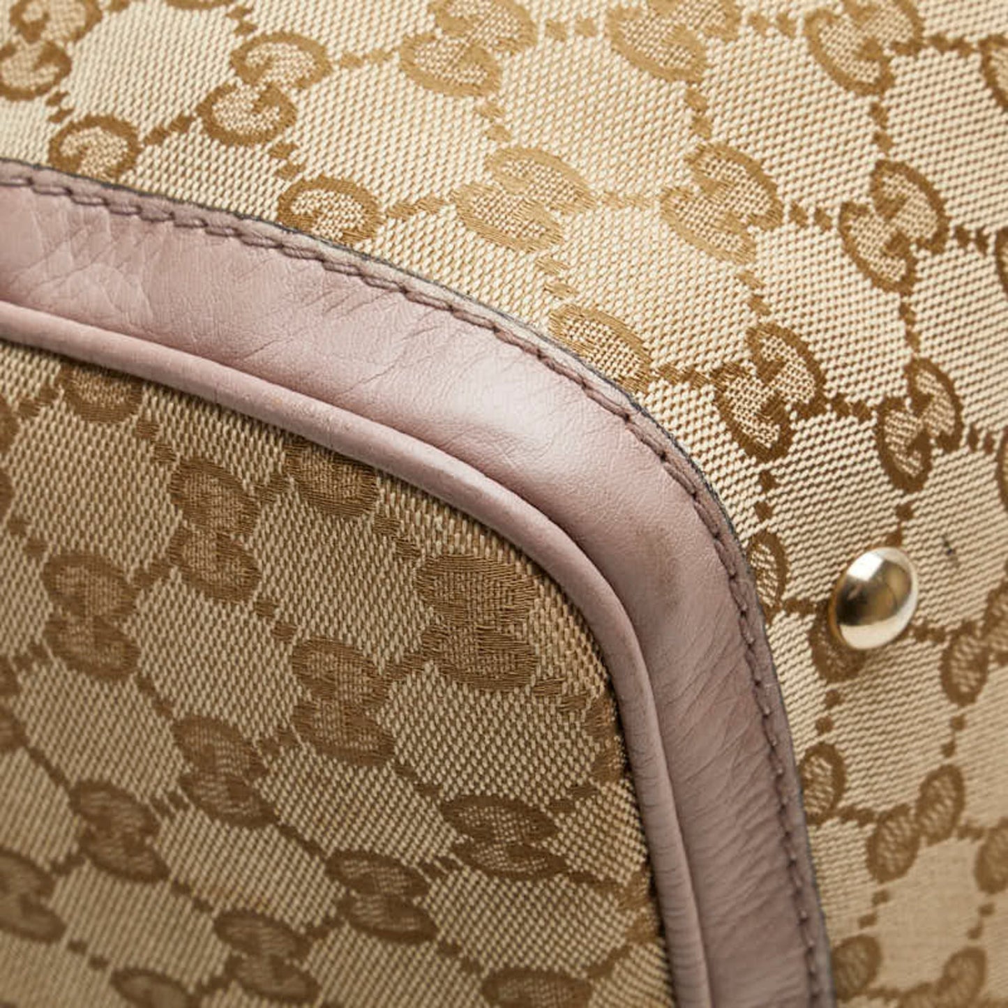 Gucci Beige Pink Canvas Leather Handbag Shoulder Bag