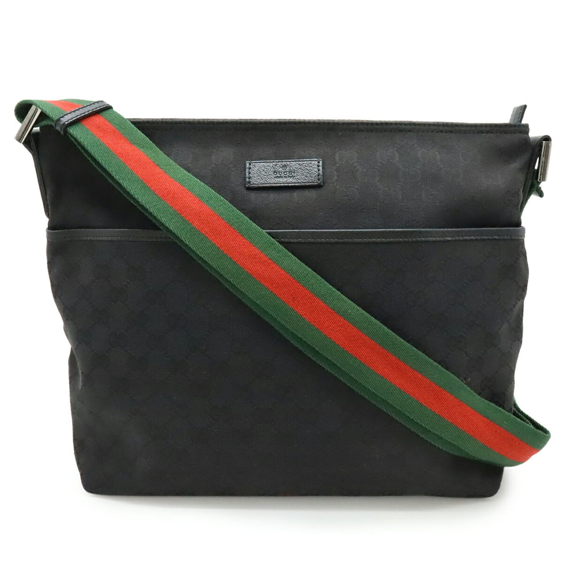 Gucci Black Green Red Color Gg Canvas Shoulder Bag