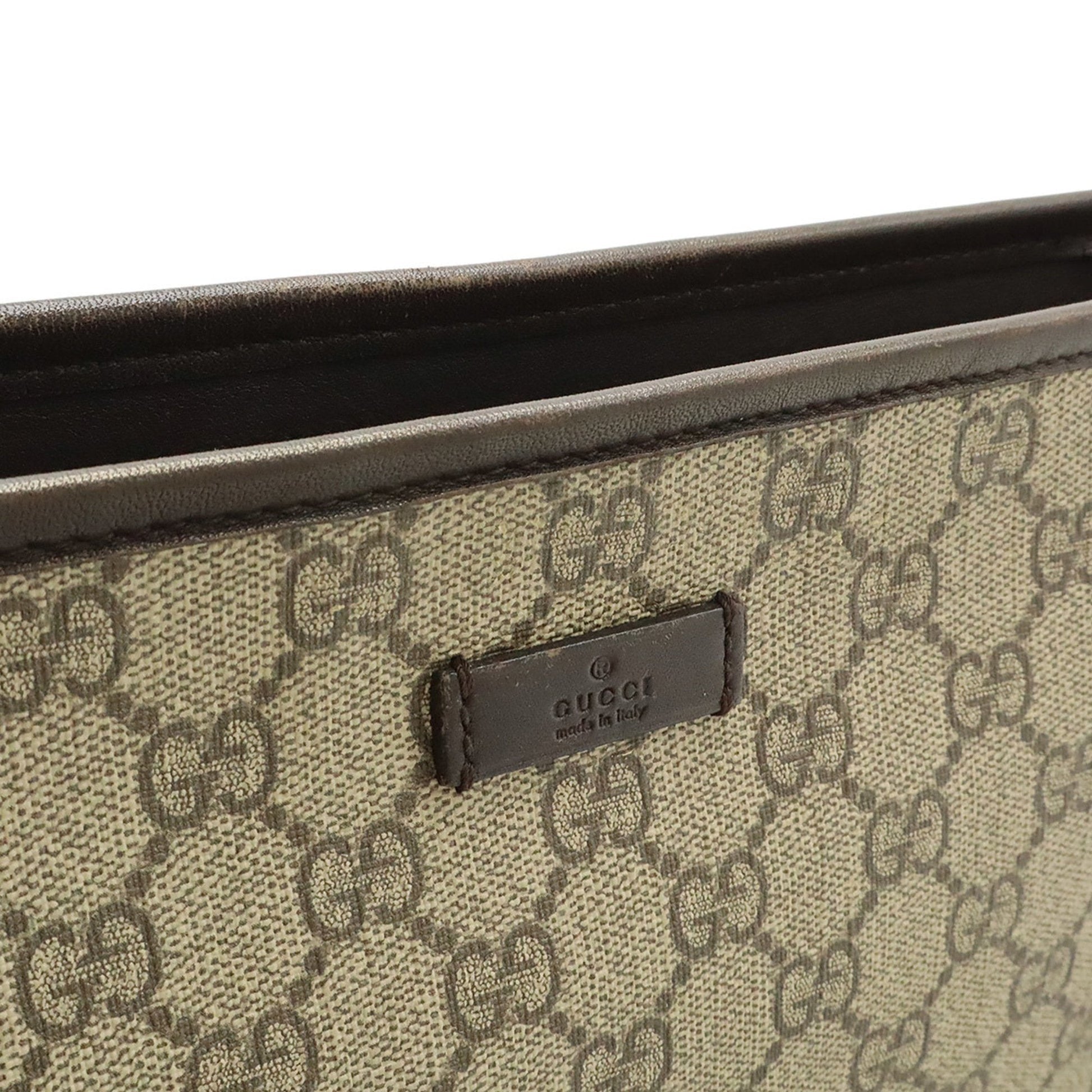 Gucci Beige Dark Brown Gg Supreme Leather Shoulder Bag