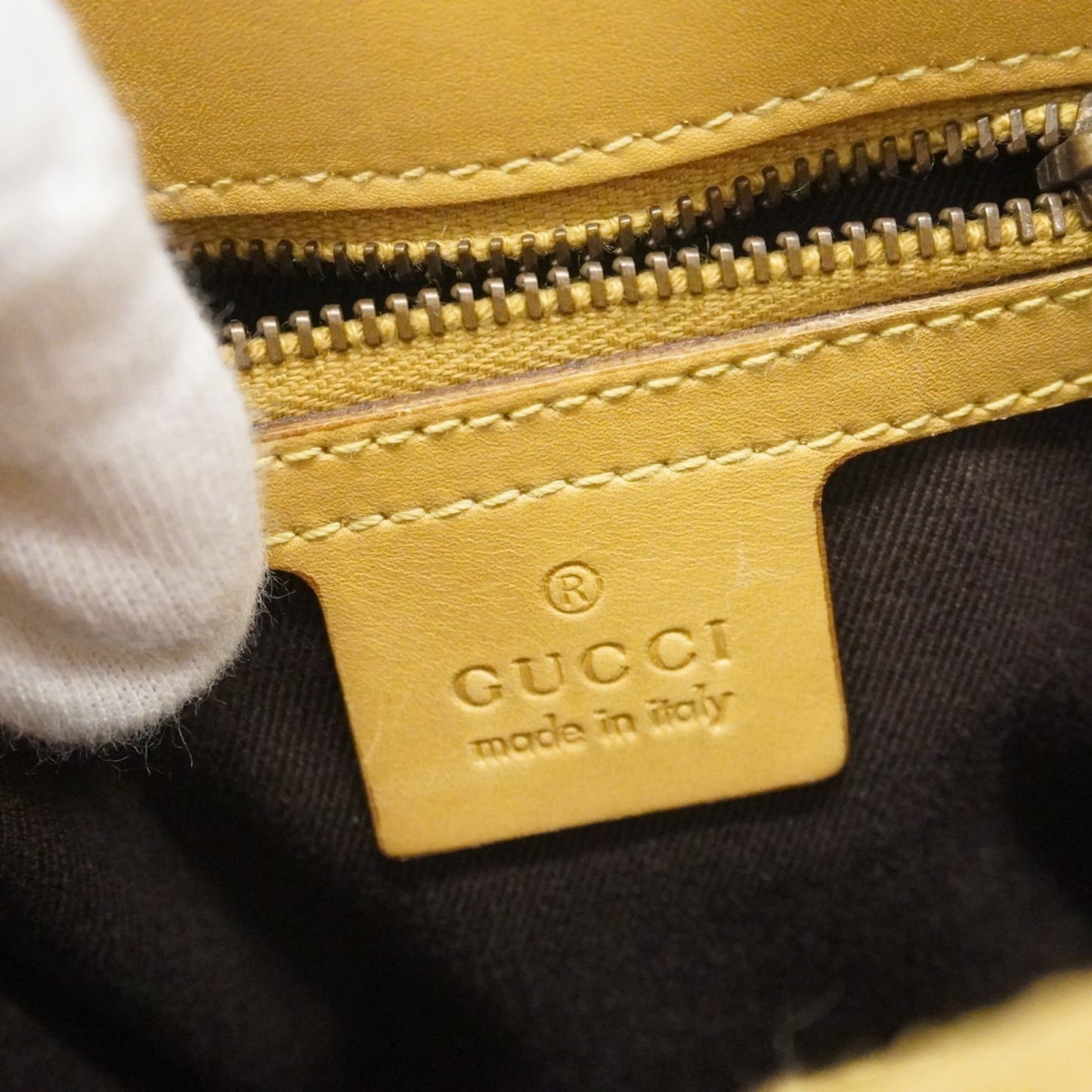 Gucci Beige Yellow Canvas Leather Shoulder Bag