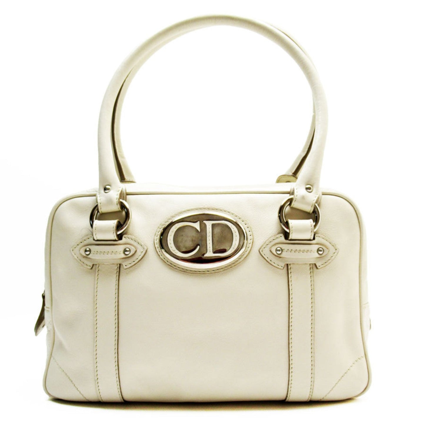 Dior Handbag Christian Ivory 2 Leather
