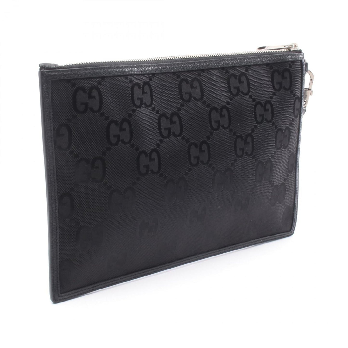 Gucci Black Nylon Canvas Leather Clutch Bag
