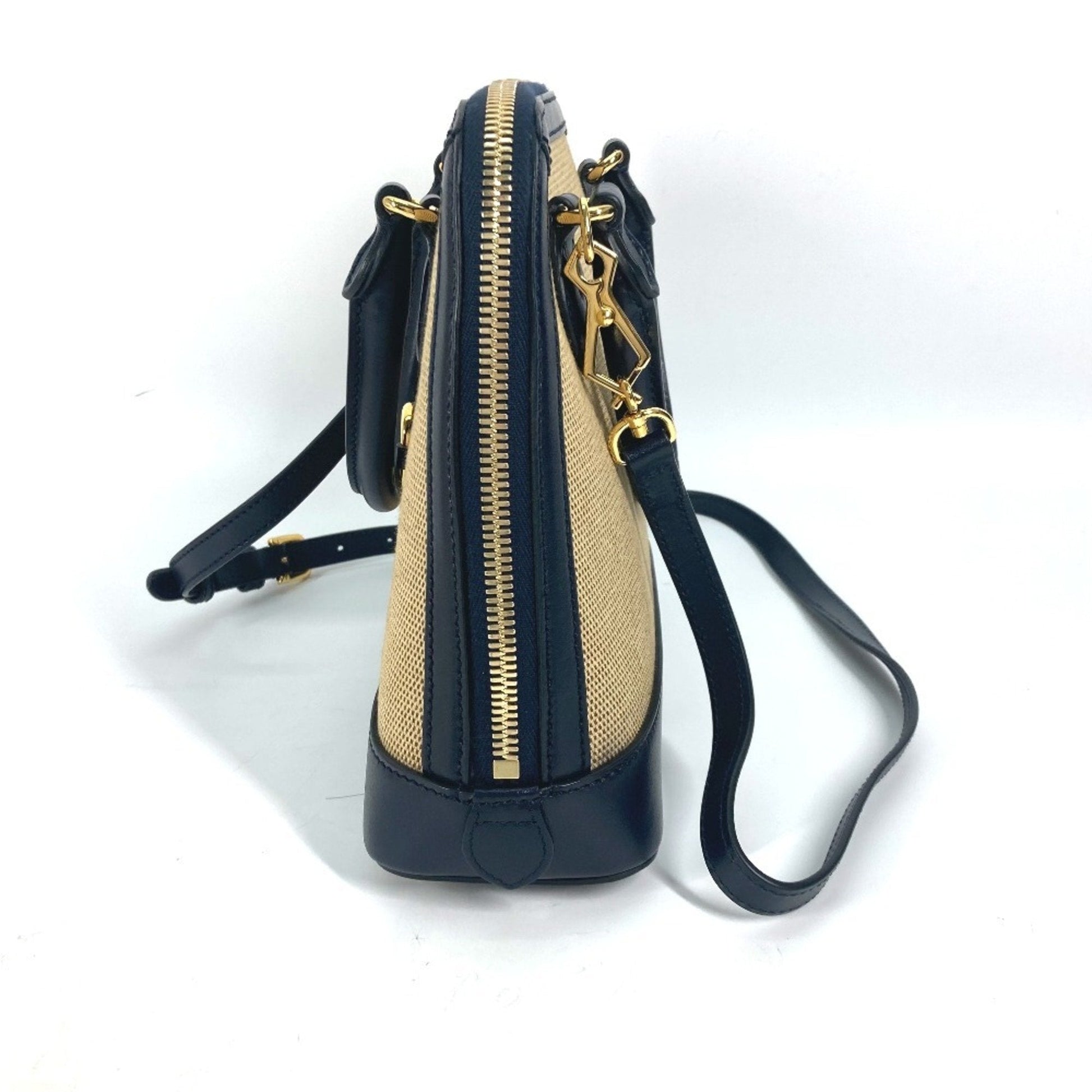Gucci Beige Dark Navy Canvas Leather Handbag Shoulder Bag