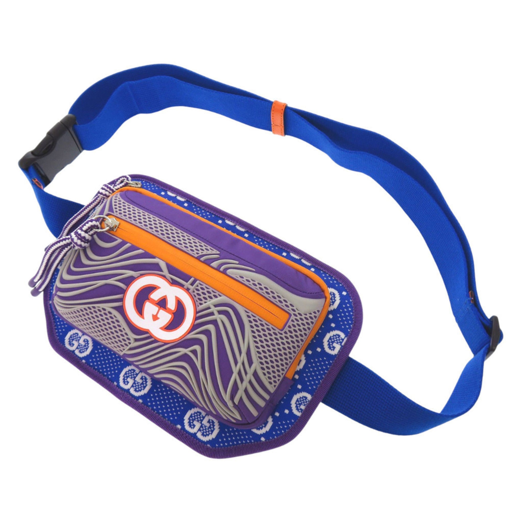 Gucci Blue Orange Purple Nylon Rubber Fanny Pack