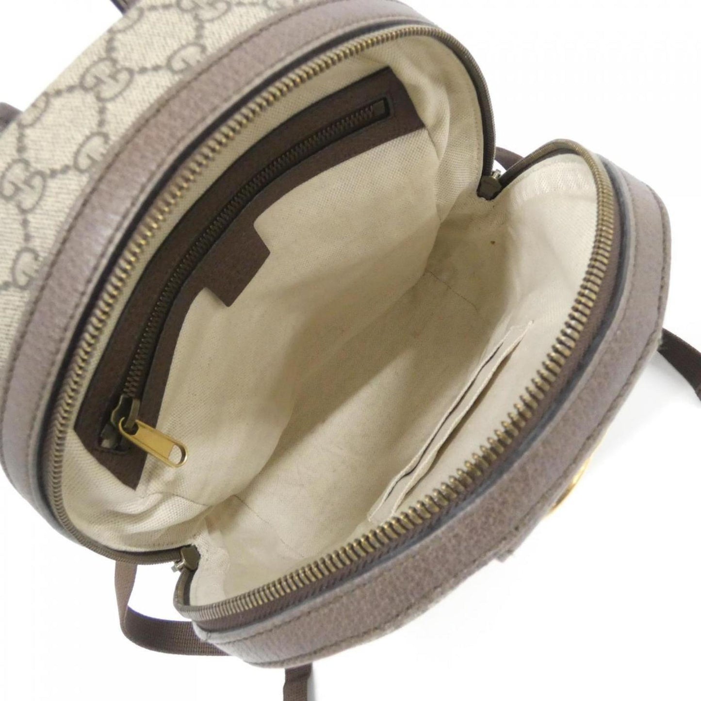 Gucci Beige Brown Gg Supreme Leather Backpack