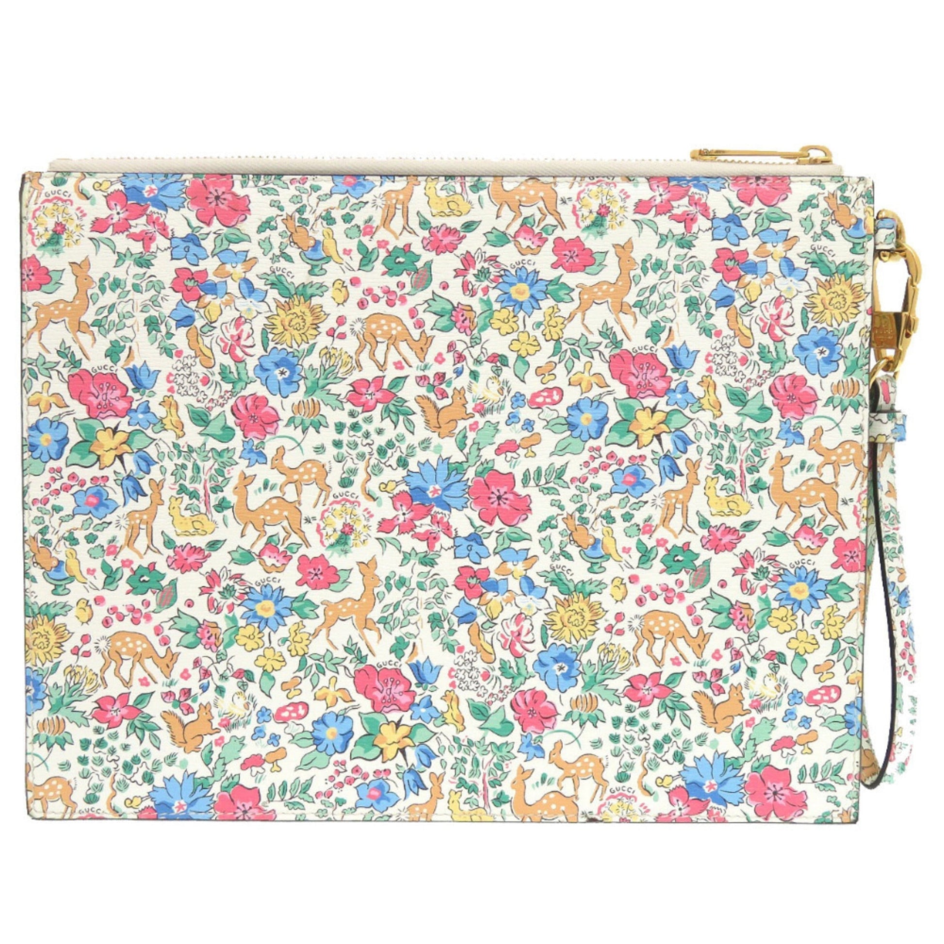 Gucci Light Blue White Leather Clutch Bag