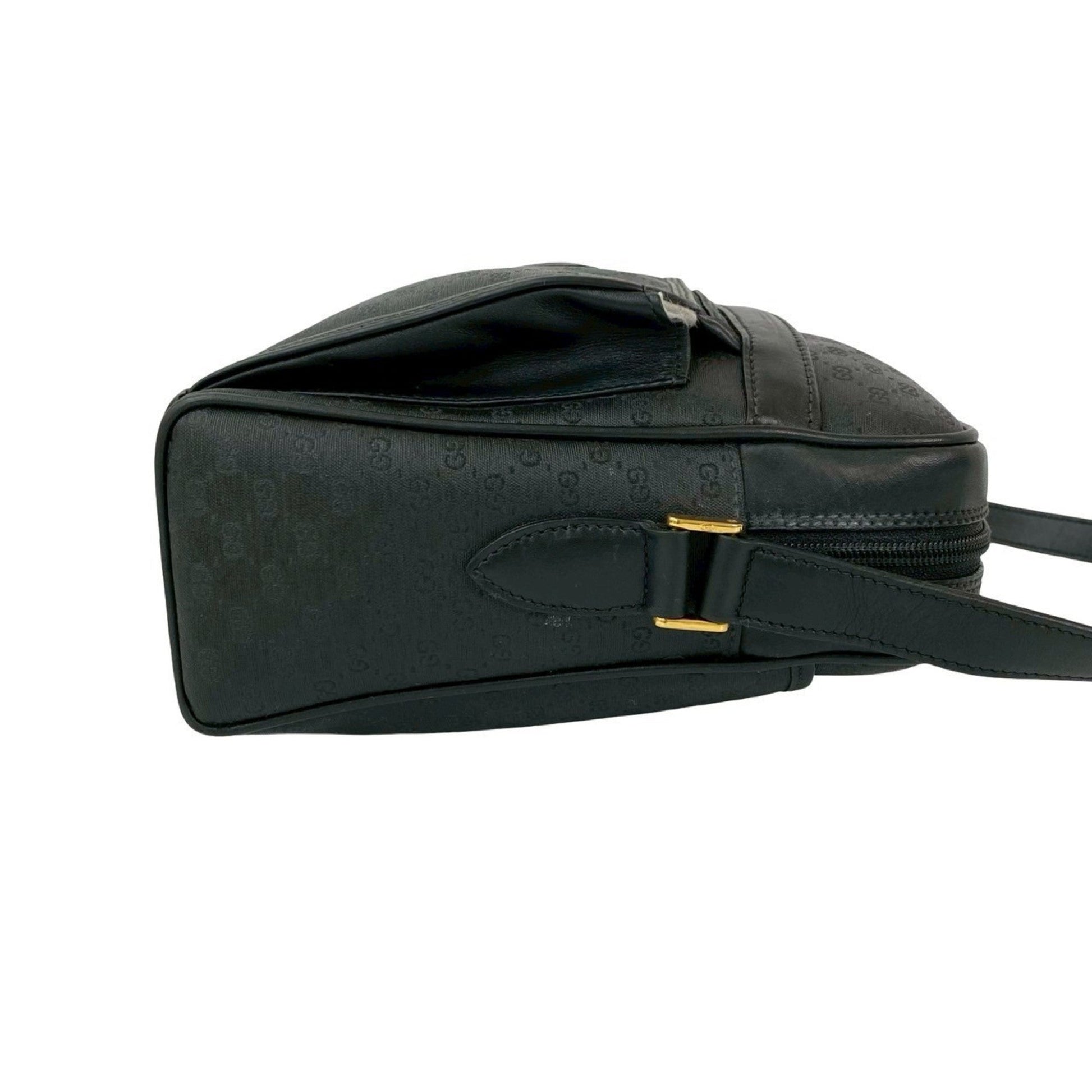 Gucci Black Leather Pvc Pochette Shoulder Bag