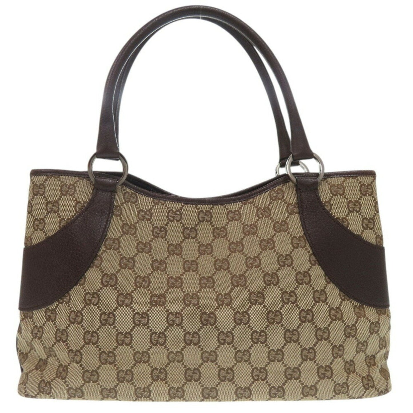 Gucci Beige Gg Canvas Leather Handbag Shoulder Bag